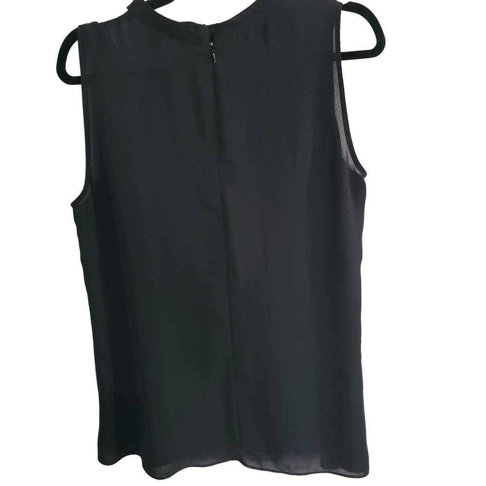 White House Black Market Black White Colorblock Sleeveless Shell Blouse Large - Picture 7 of 12